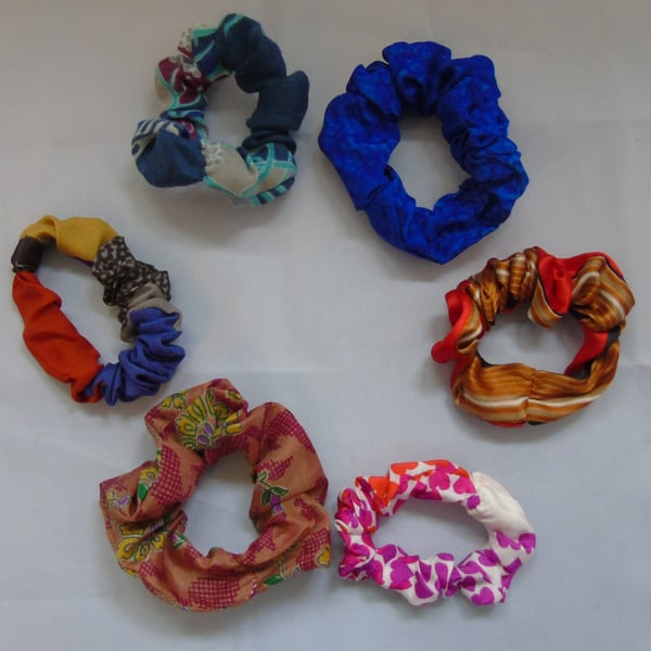 Six Colourful Hair Scrunchies