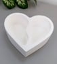 White Heart Twin Compartment Trinket Dish - Double Ring Bowl Jewellery Tray - Image 3