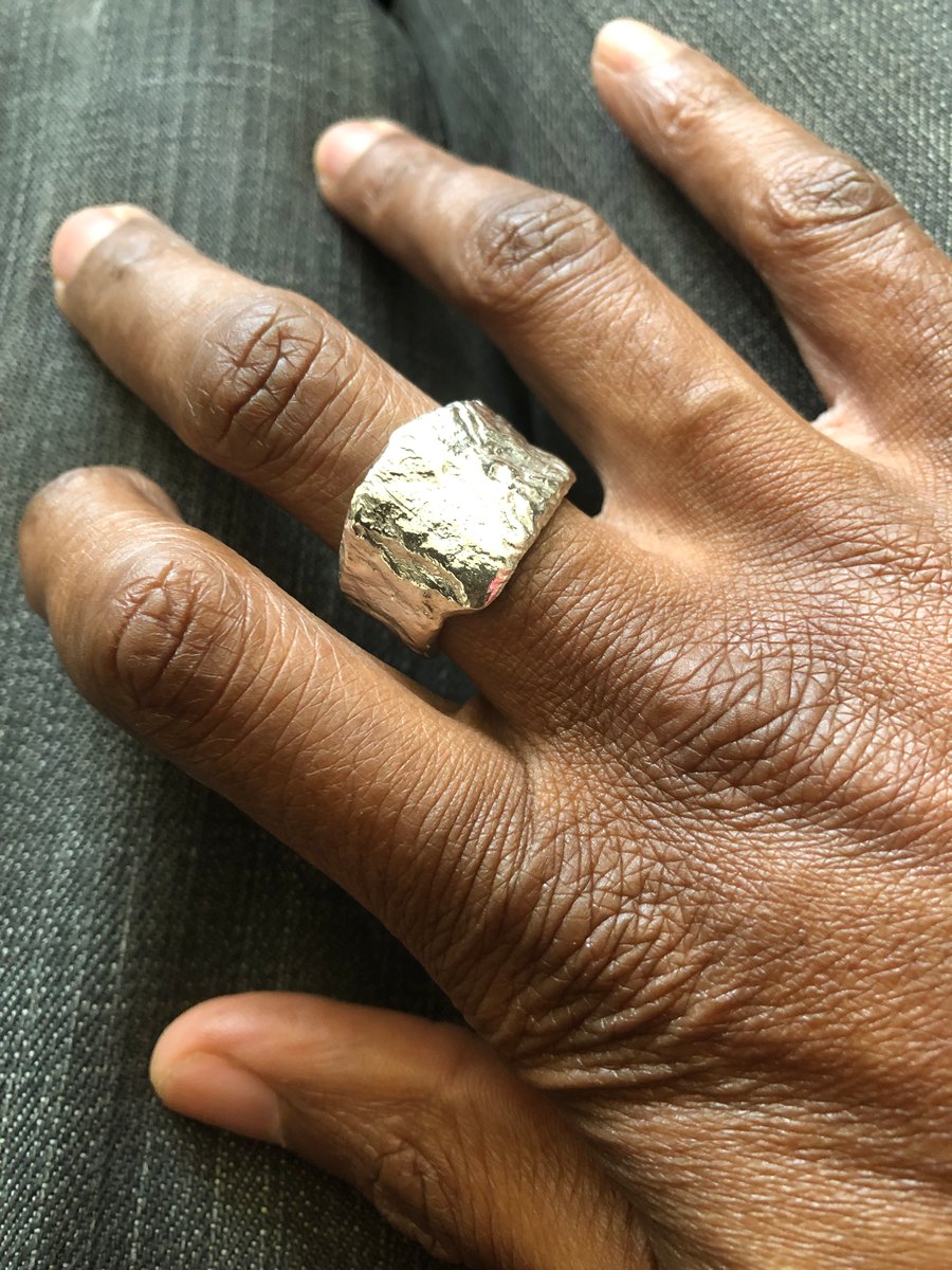Men’s solid silver nugget ring