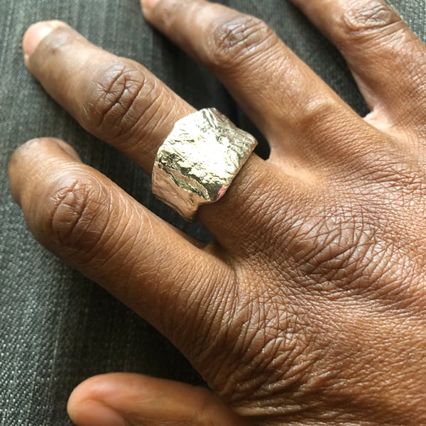 Men’s solid silver nugget ring