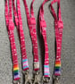 Pink stripy spot 100% Cotton Lanyard with Breakaway Clip - Image 2