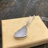 Pale lavender sea-glass and silver pendant & silver necklace 