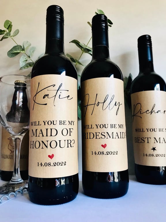Will you be my Bridesmaid, Maid of honour wine bottle label, bridesmaid wine bot