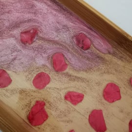 Bamboo Serving Tray - Resin Rose Petals