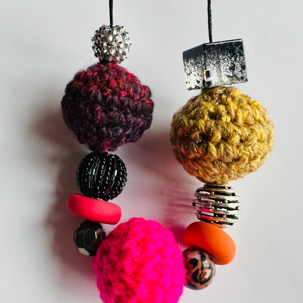 Handmade crochet beaded necklace