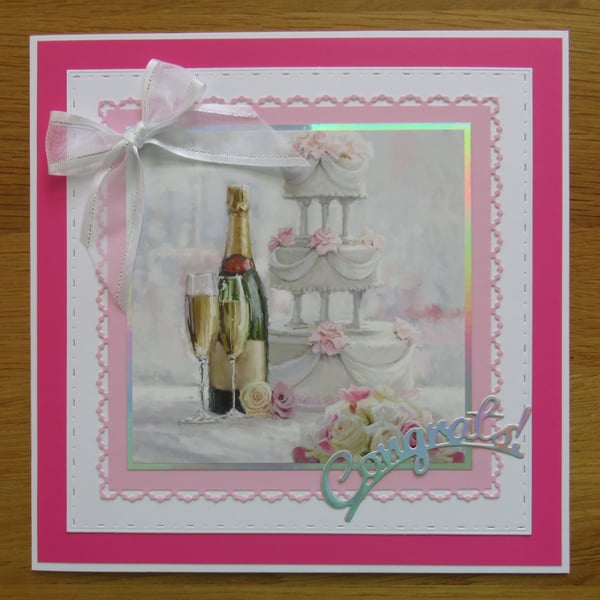 Wedding Cake & Champagne - Large Wedding Card (19x19cm)