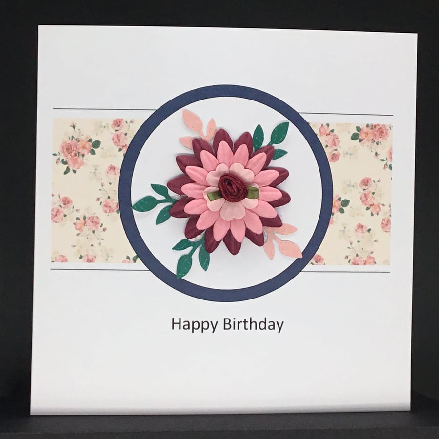 Handmade birthday card with floral arrangement 