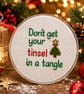 Handmade Cross Stitch Christmas Coaster – Funny Festive Gift