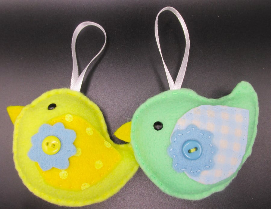 Bird Felt Decorations, Hanging Ornaments, Felt Shapes, Easter Decoration