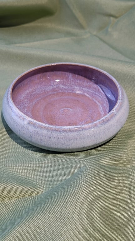 Circular lilac trinket dish handmade pottery