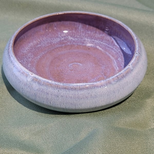 Circular lilac trinket dish handmade pottery