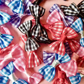 20  assorted  satin ribbon gingham bows  