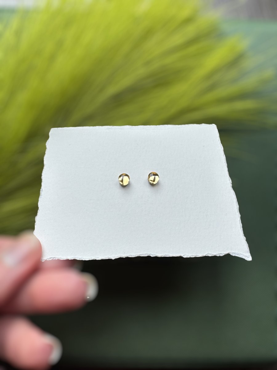 Gold Acrylic Micro Circle Stud Earrings