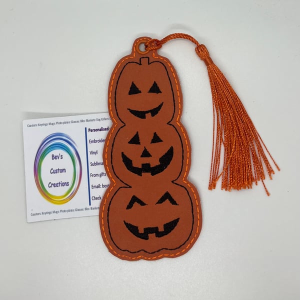 Stacked Pumpkin Embroidered Bookmark, 