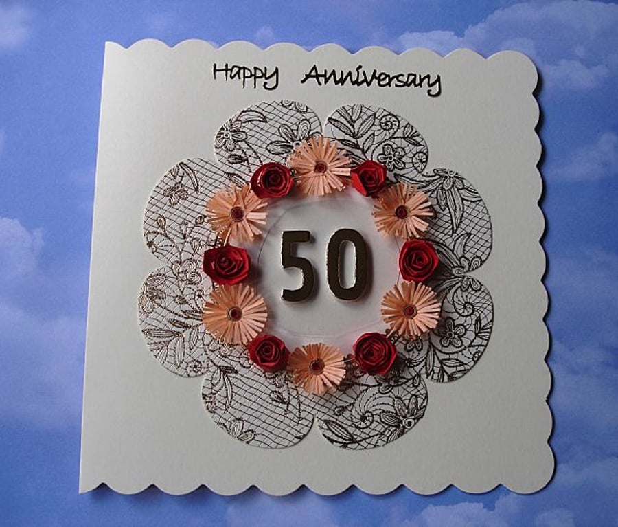 Anniversary card - quilled - ANY number