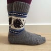 READY TO SHIP Wool Socks Hedgehog Winter Christmas Grey White Black Blue