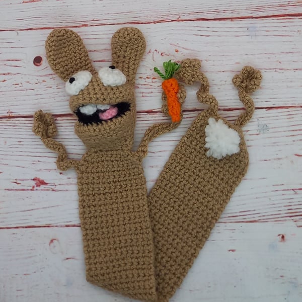 Crocheted Bookmark Buddy - Rupert the Ruptured Rabbit