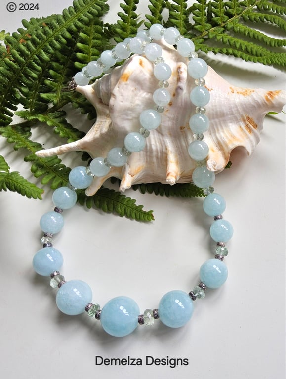 Statement Aquamarine Sterling Silver Necklace AAA Grade