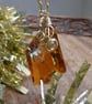 Wire wrapped copper coloured Swarovski Crystal Pendant on a gold chain Rare - Image 3