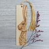 Hare pyrography wooden bookmark 