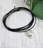 Rustic Silver and Pearl Necklace or Wrap Bracelet on Waxed Cord - Image 6