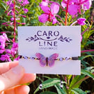 Macrame bracelet, Butterfly wooden charm