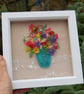 Needle felted and hand embroidered wool picture - vase of flowers