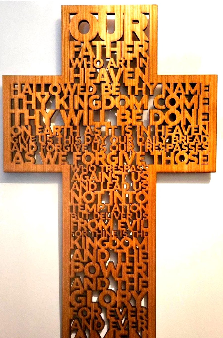 Wooden Lords Prayer Cross - Crucifix - Christian Home Decor - Wall hanging