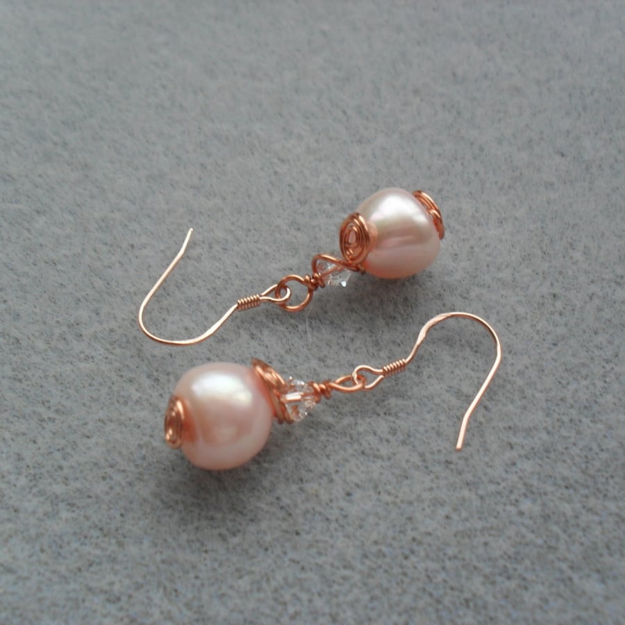 Pink Cultured Pearl Earrings