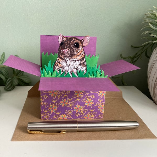 Card for Rat Lover. Personalised Pet Rat Art Gift Card.