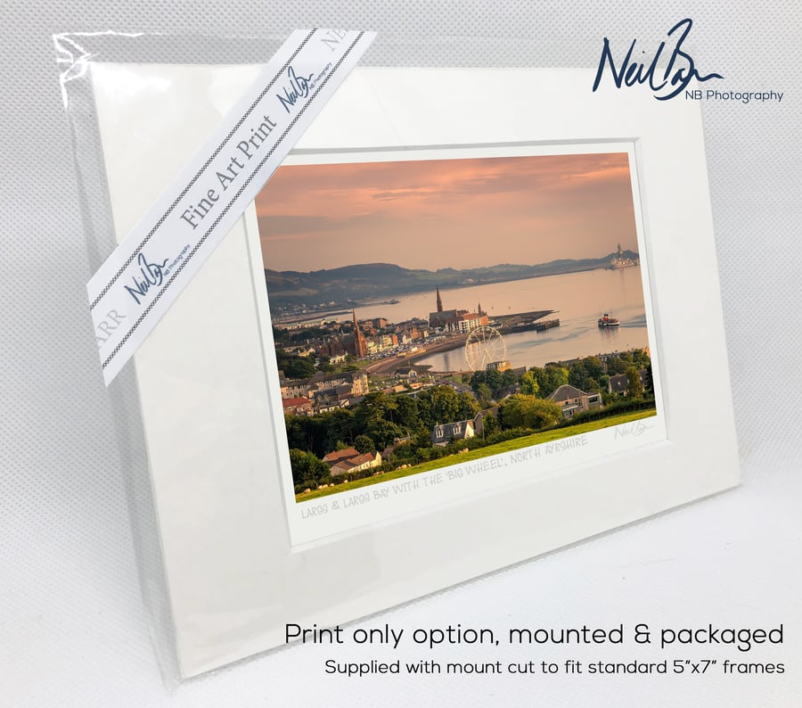 Largs, the Big Wheel and PS Waverley at sunset - A6 (7" x 5") Unframed Print