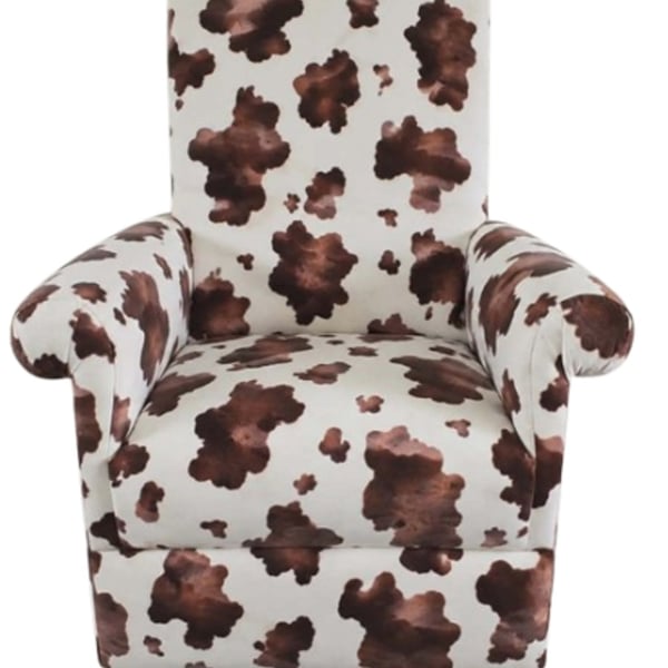 Brown White Cow Skin Armchair Adult Chair Statement Small Accent Reading 