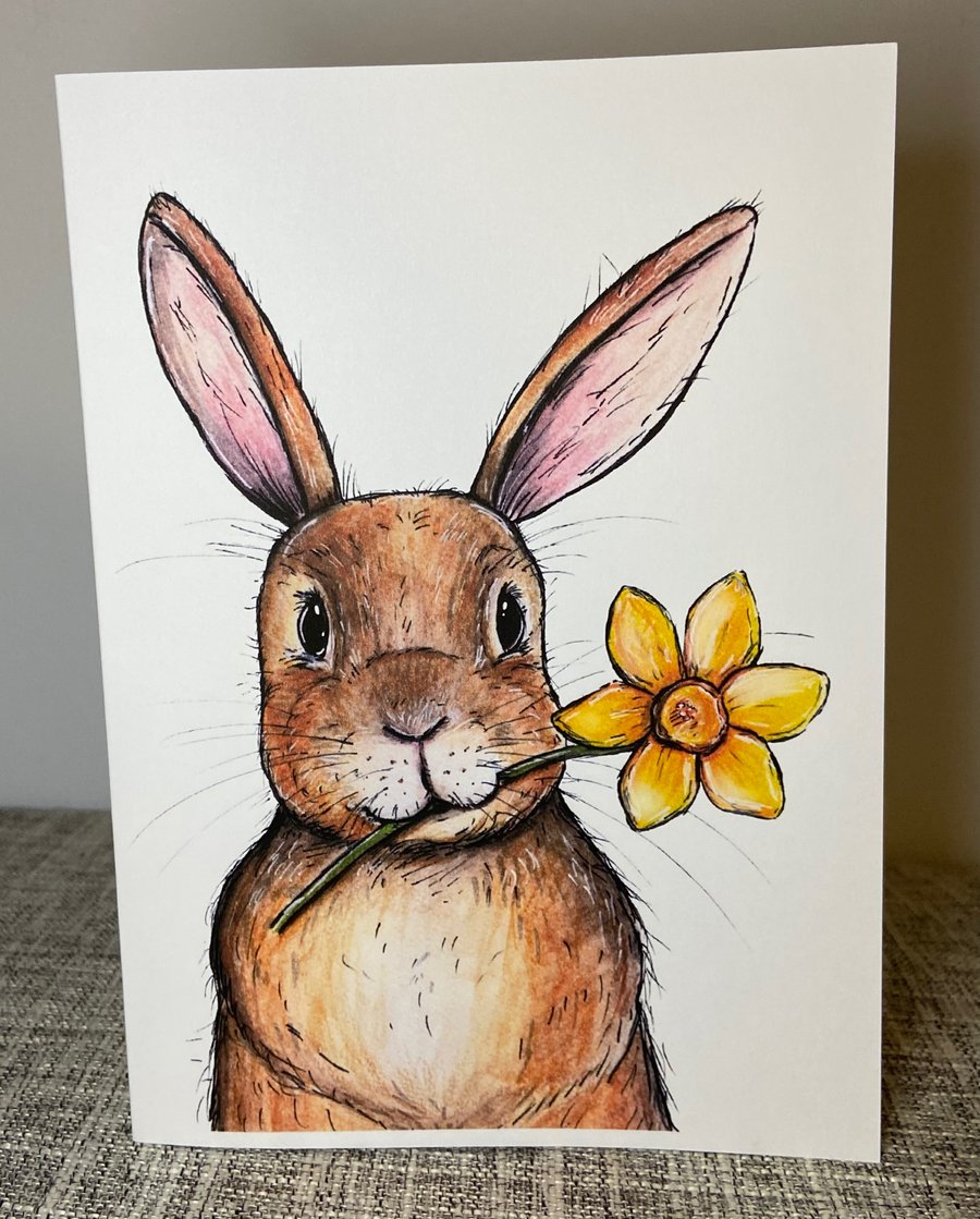 Daffodil bunny rabbit card