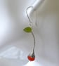Orange Blossom Flower Bud Earrings with Vesuvianite Leaf, Sterling & Fine Silver - Image 5