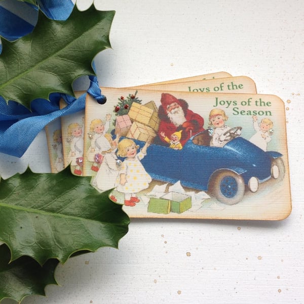 CHRISTMAS GIFT TAGS ( set of 3) Vintage-style. ' Santa's Helpers '.