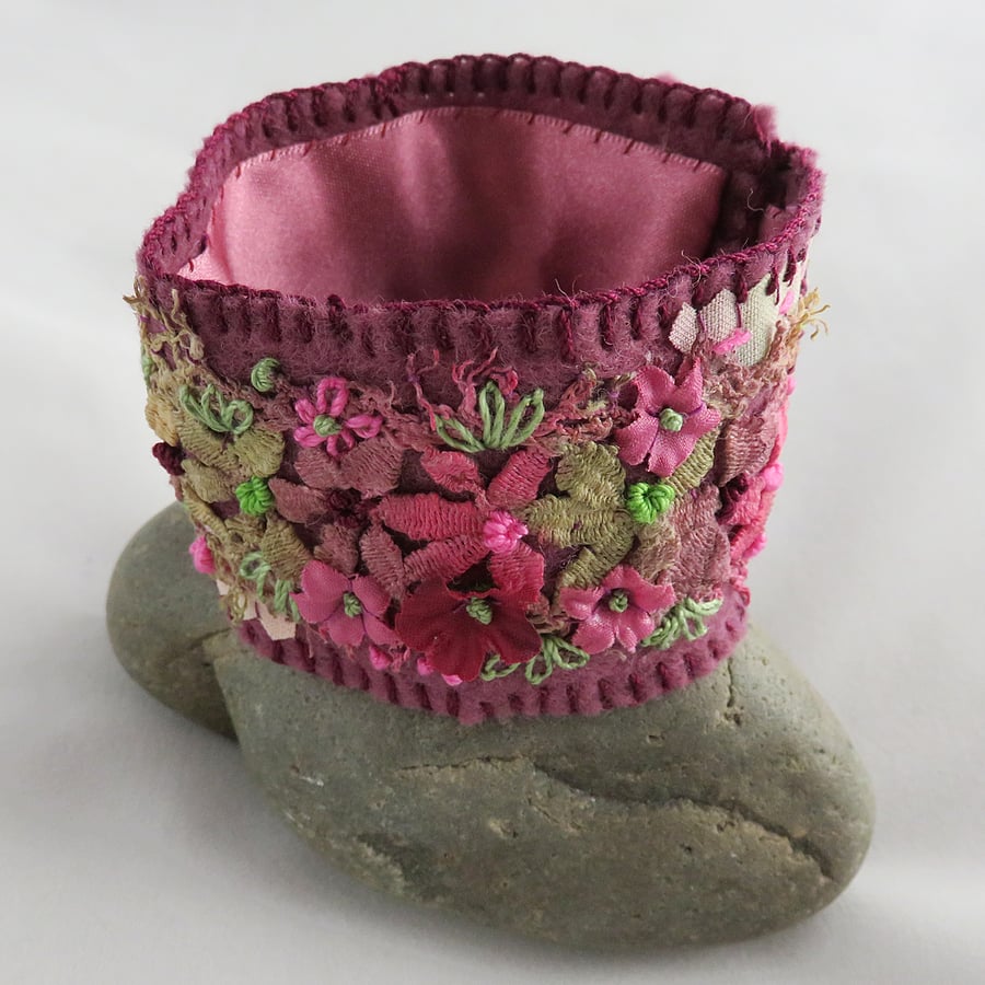 Embroidered Hand-dyed Cuff 