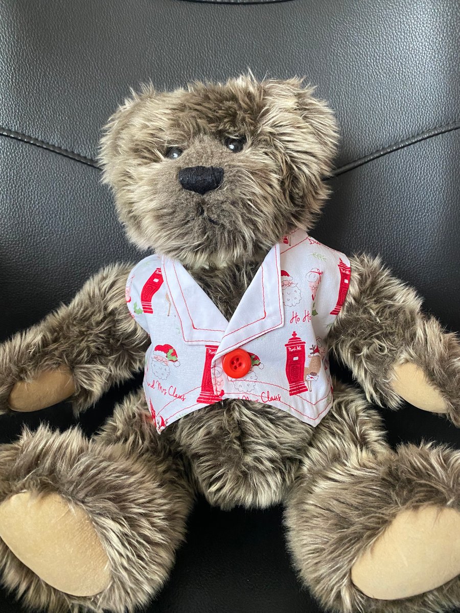 Teddy Bear Large Size Christmas Waistcoat White