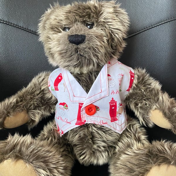 Teddy Bear Large Size Christmas Waistcoat White