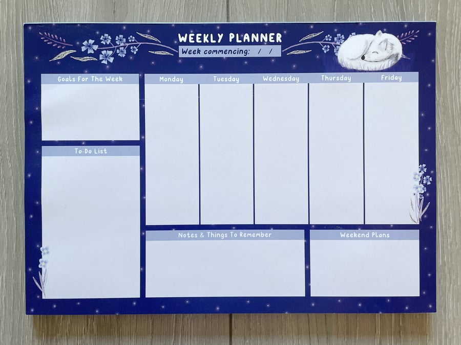 A4 Desk Weekly Planner Pad, with 50 Tear-Off Sheets and beautiful illustrations