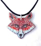 Fox's Head Pendant - in Rusty-Red Foxy Enamel Colours - Image 1