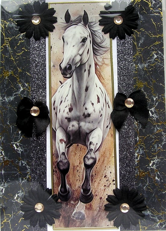 Stallion Horse Pony - Hand Crafted Decoupage Greeting Card - Blank - 3274