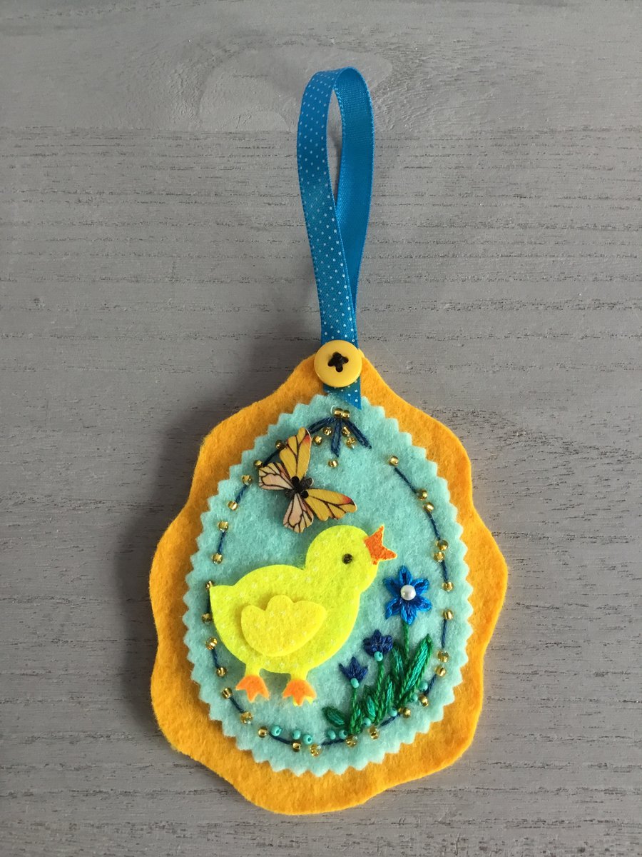 Hand Embroidered Chicken Decoration 