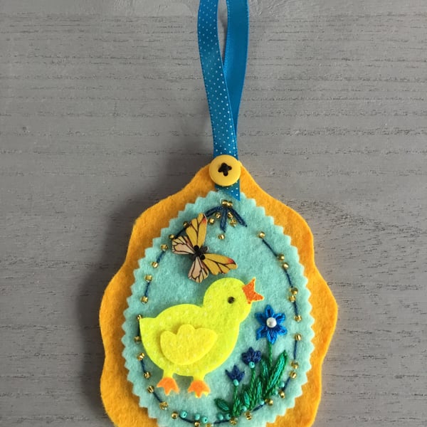 Hand Embroidered Chicken Decoration 