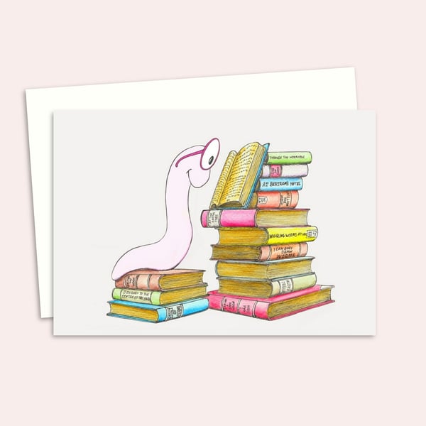 Bookworm Greeting Card: Book Lover Birthday Card (203)