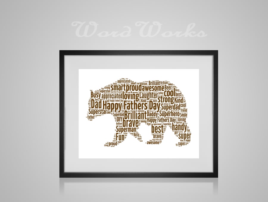 Personalised Brown Bear Design Word Art Gifts 