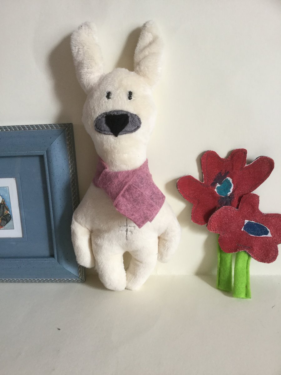 Ivory Polar Bunny Handmade Plushie with scarf, gift, Nursery decor