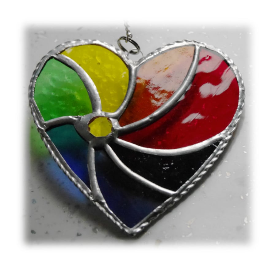 Rainbow Swirl Heart Stained Glass Suncatcher 006