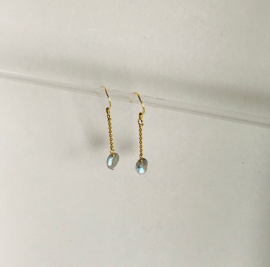 Labradorite and gold Vermeil chain earrings 