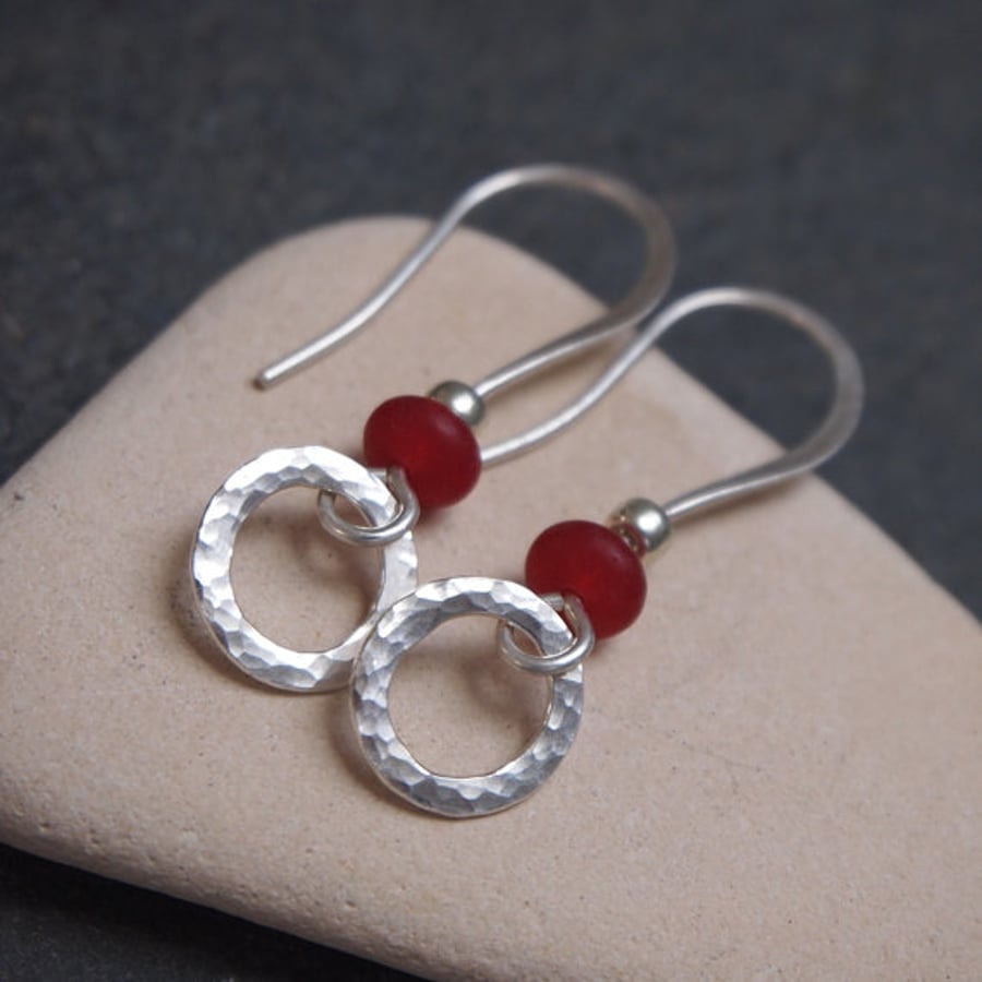 Silver hoop jade earrings, handmade jewellery