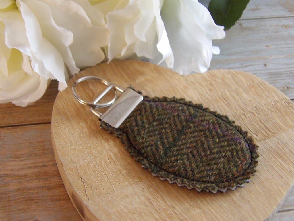 Lovely tweed keyring or bag charm great colours 